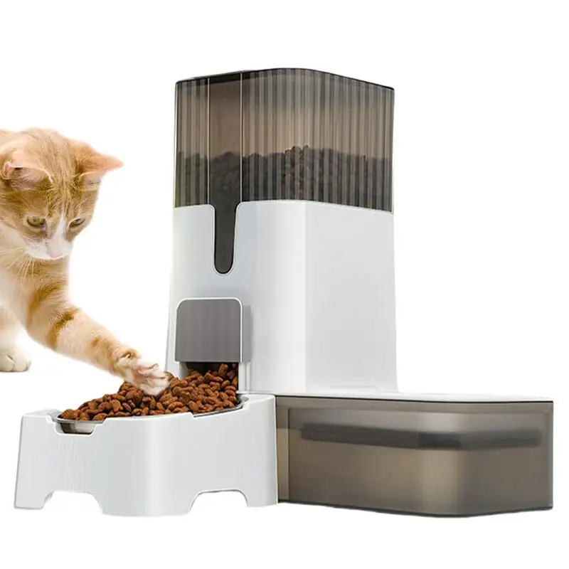 Automatic Cat Food Dispenser Cat Auto Feeder Large Capacity Pet Feeder Auto Dog Feeder 2 In 1 Stainless Steel Bowl Automatic