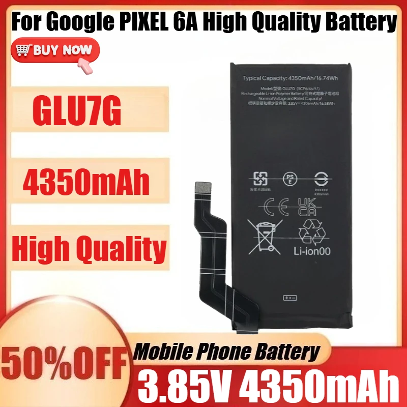 

New GLU7G 3.85V 4350mAh/4410mAh Replacement Battery for Google PIXEL 6A High Quality Batteria