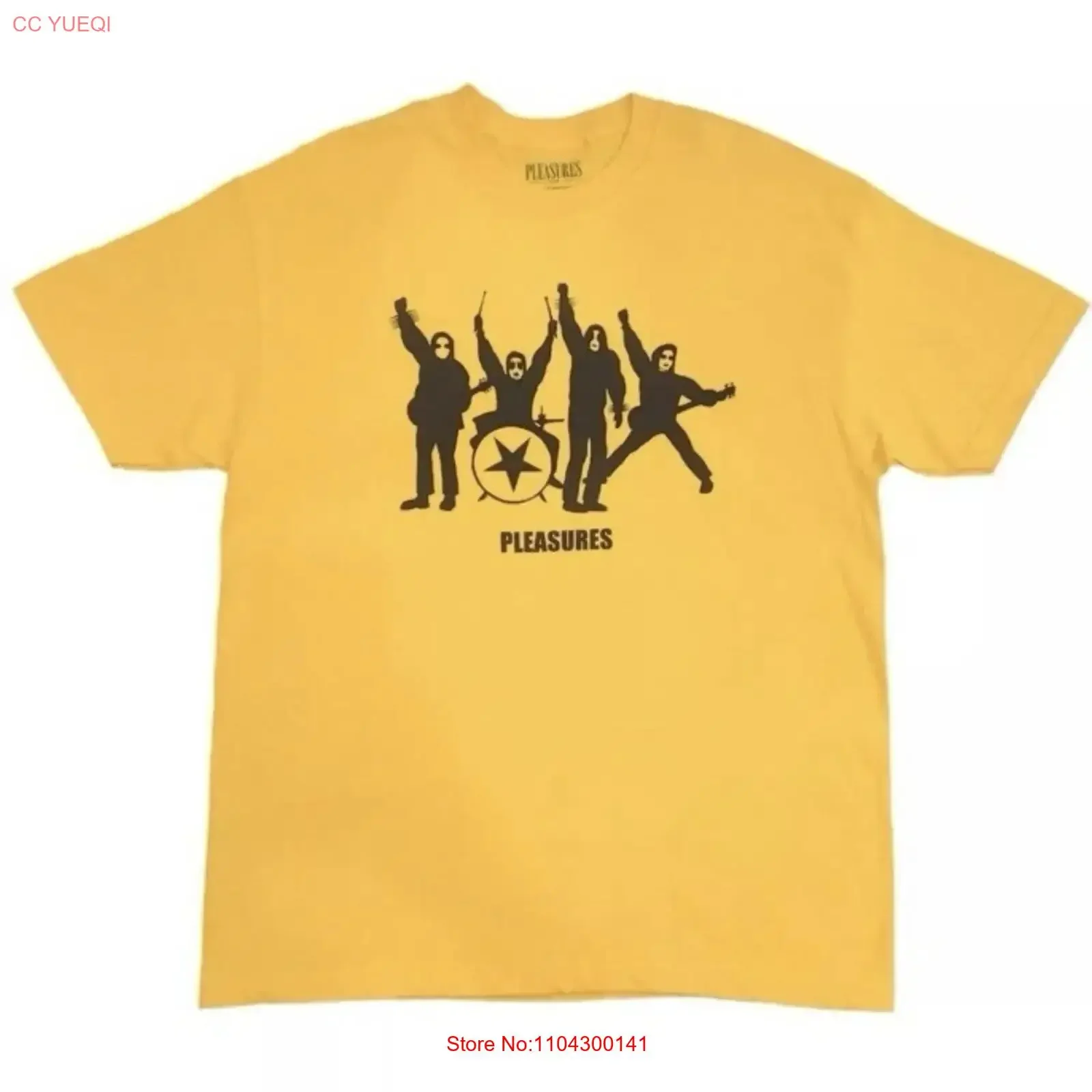 Pleasures Anguish Kiss Band T Shirt Yellow Gold Sz Med New In Bag Rock Roll Vintage Washed Top For Everyday Wear Stylish Homme