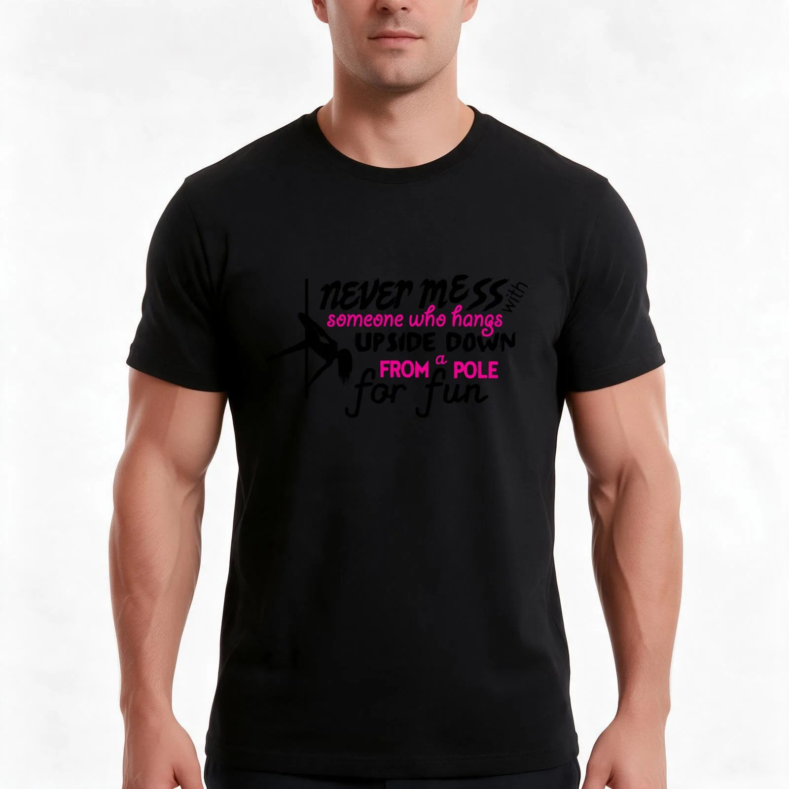 someone who hangs upside down from a pole for fun T-Shirt, Summer Casual Cotton Tee, Oversized Streetwear Tops, Unisex Men Women