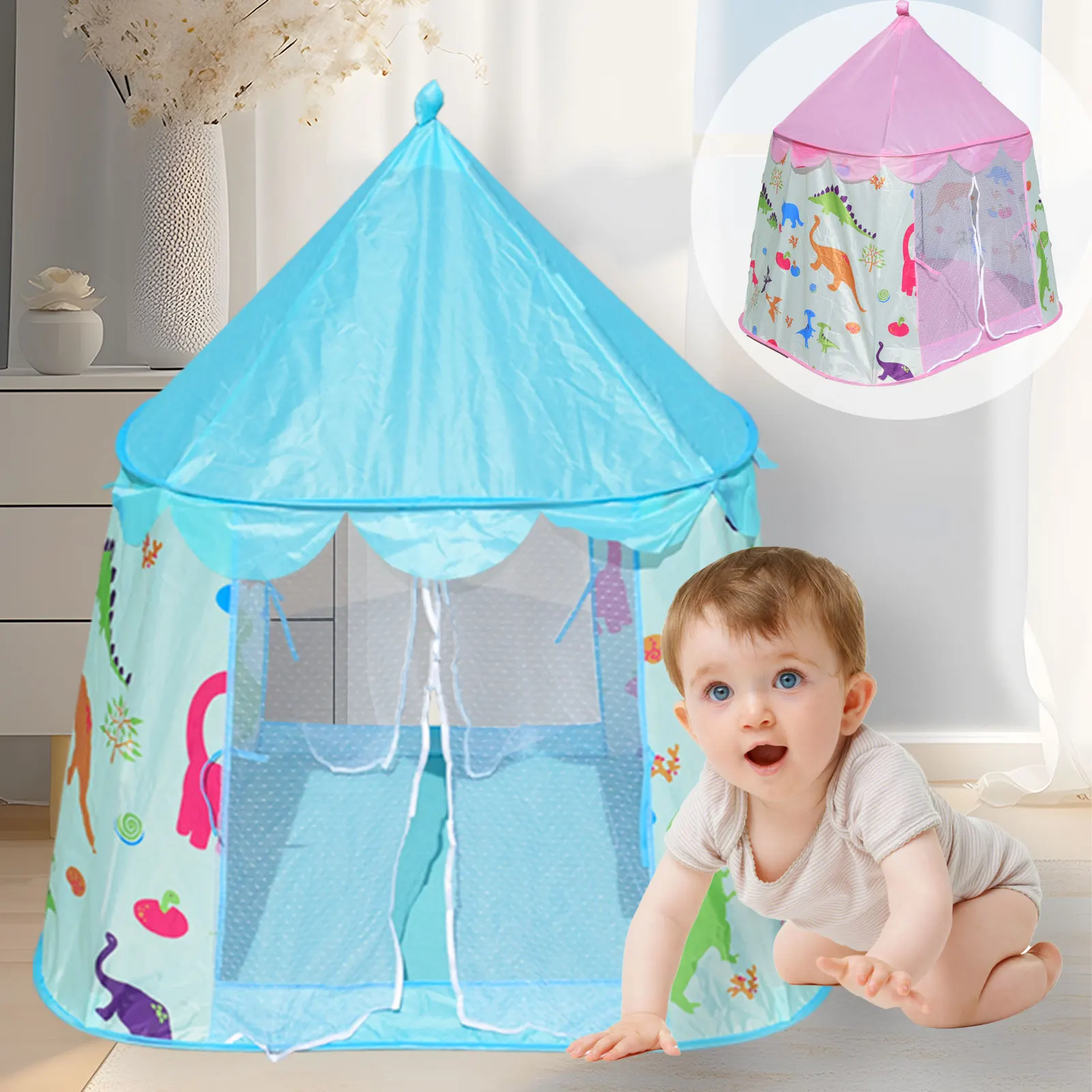 الأطفال، البنات، الأولاد، الخيام الصغيرة، بيوت الديناصورات، ألعاب اللعب المنزلية، قلعات الأميرة، بيوت ألعاب داخلية مريحة قابلة للطي #1