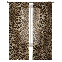 Fierce Beast Leopard Print Sheer Curtain for Living Room Bedroom Voile Drape Kitchen Window Tulle Curtains Home Essentials