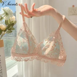 French Style Sexy Bras Hollow Lace Push Up Seamless Underwear Wireless Lingerie Intimates Triangle Cup Brassiere Soutien Gorges