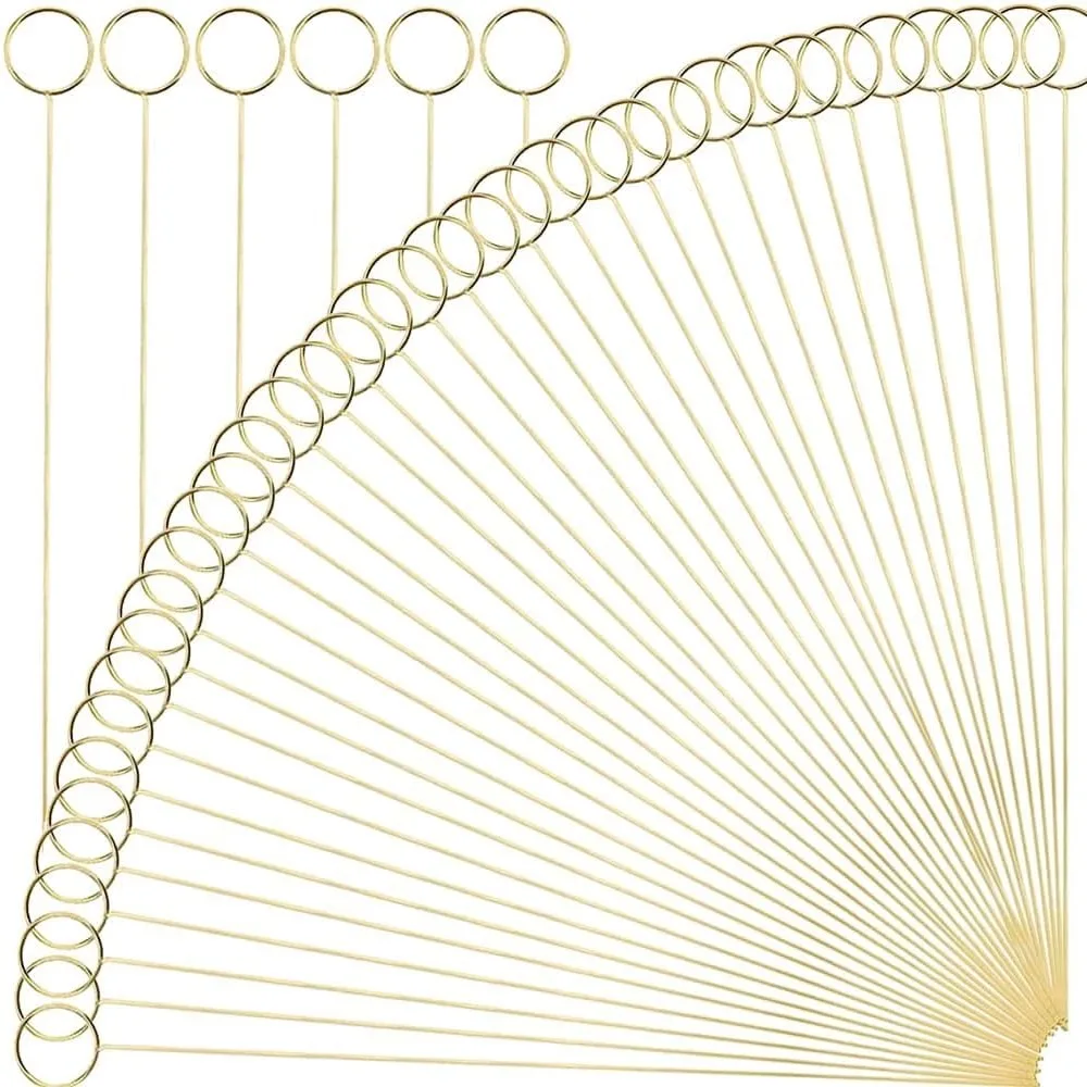 

H & 12 дюймовL Золотая кольцевая петля Круглая форма Держатели для карточек 40 шт. Зажимы для цветочных композиций для свадьбы и цветов,