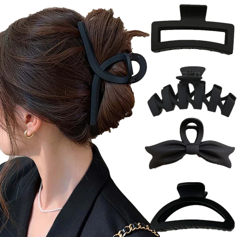 Large Black Hair Clip Women Matte Geometric Hairpin Fashion French Elegant Hair Claw Clips Korean Girl Barrette Hair Accessories