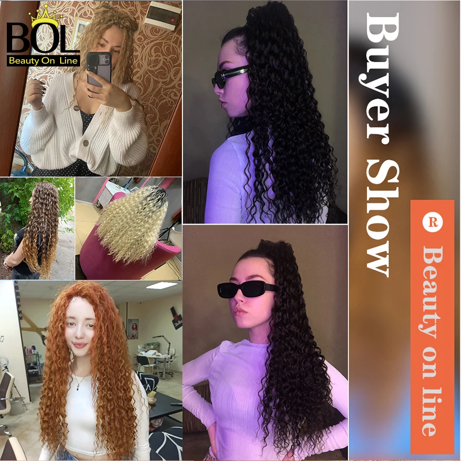 BOL CURLY สังเคราะห์ผม Organic Hair Extensions 32 นิ้ว Ombre สีบลอนด์ผมปลอมสําหรับผู้หญิงทนความร้อน Water WAVE