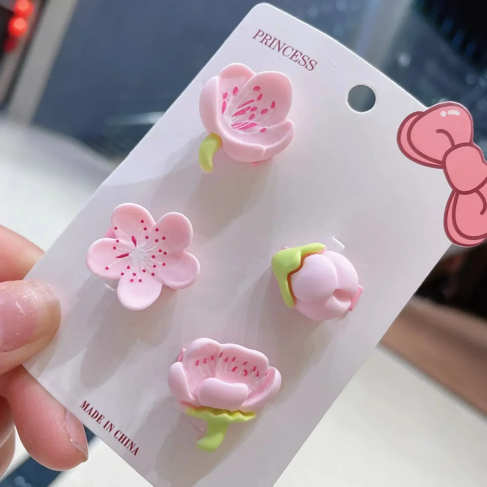 Hair Clips Pink Cherry Blossom Girl Cute Duck Mouth Clip Hairpin Hairpiece Female Hairdressing Tools Hair Snap Clips 헤어핀재료머리핀