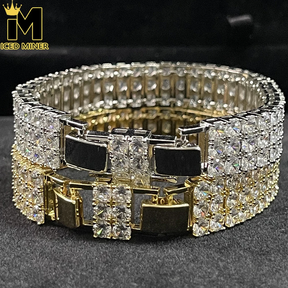 Icedminer 13mm 3 Rows Zircon Bracelet Iced Out Tennis Chain For Men Women Fashion Brass Hip Hop Jewelry FreeShipping