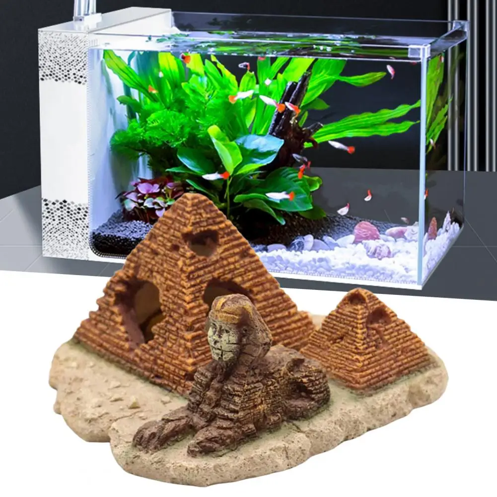 Lightweight Aquarium Ornament No Pollution Pyramid Rockery Aquarium Decoration  Sphinx Aquarium Decoration for Aquarium