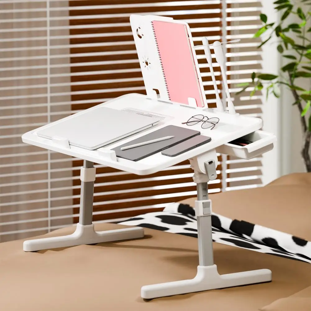 Lift Foldable Laptop Table For Bed Stand Lap Lazy Learning Desk Student Computer Desk For Working Read With Radiator Drawer