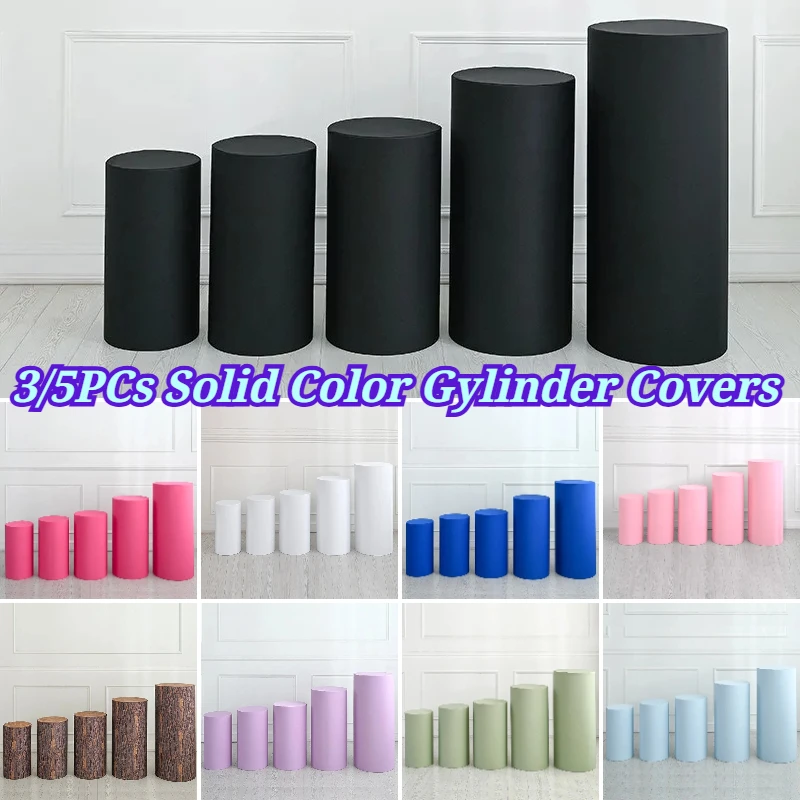 Solid Color Pedestal Column Covers Shinny Glossy Cylinder Covers Spandex Pillar Cover for DIY Baby Shower Birthday Wedding Decor