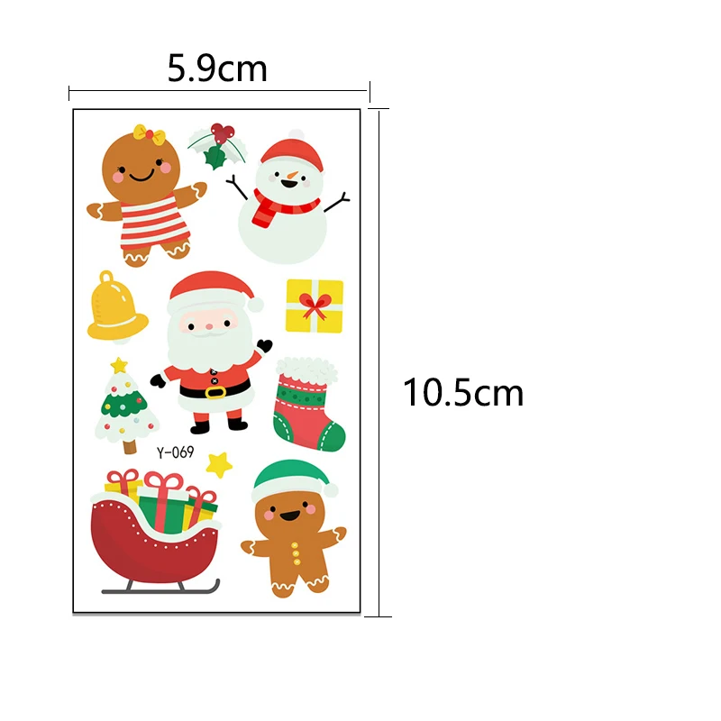 Autocollant de tatouage de Festival de cadeau de noël, tatouage d'animaux pour personnes sur le visage, le corps, le bras, décoration de maquillage de fête
