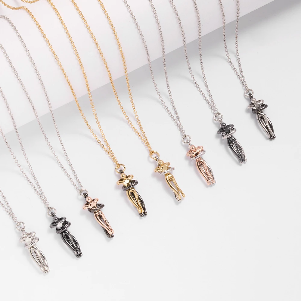 موضة المعانقة قلادة مجوهرات المختنق عناق سلسلة بدلاية الرجال القلائد لمحبي النساء زوجين الرجال سيدة أنثى الذكور هدية