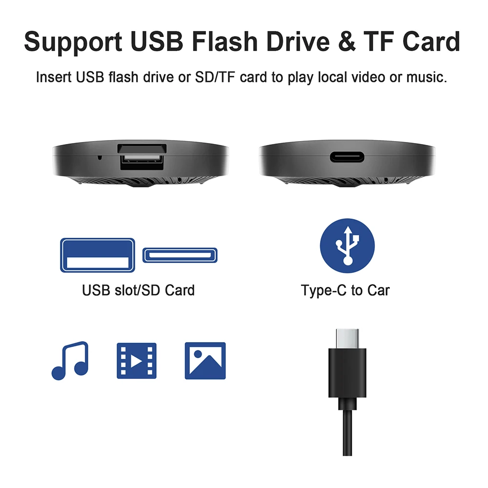 Dispositivo de TV inteligente para coche, dispositivo inalámbrico con Android 13, Carplay, Ai, WIFI, compatible con Netflix, YouTube, actualización FOTA