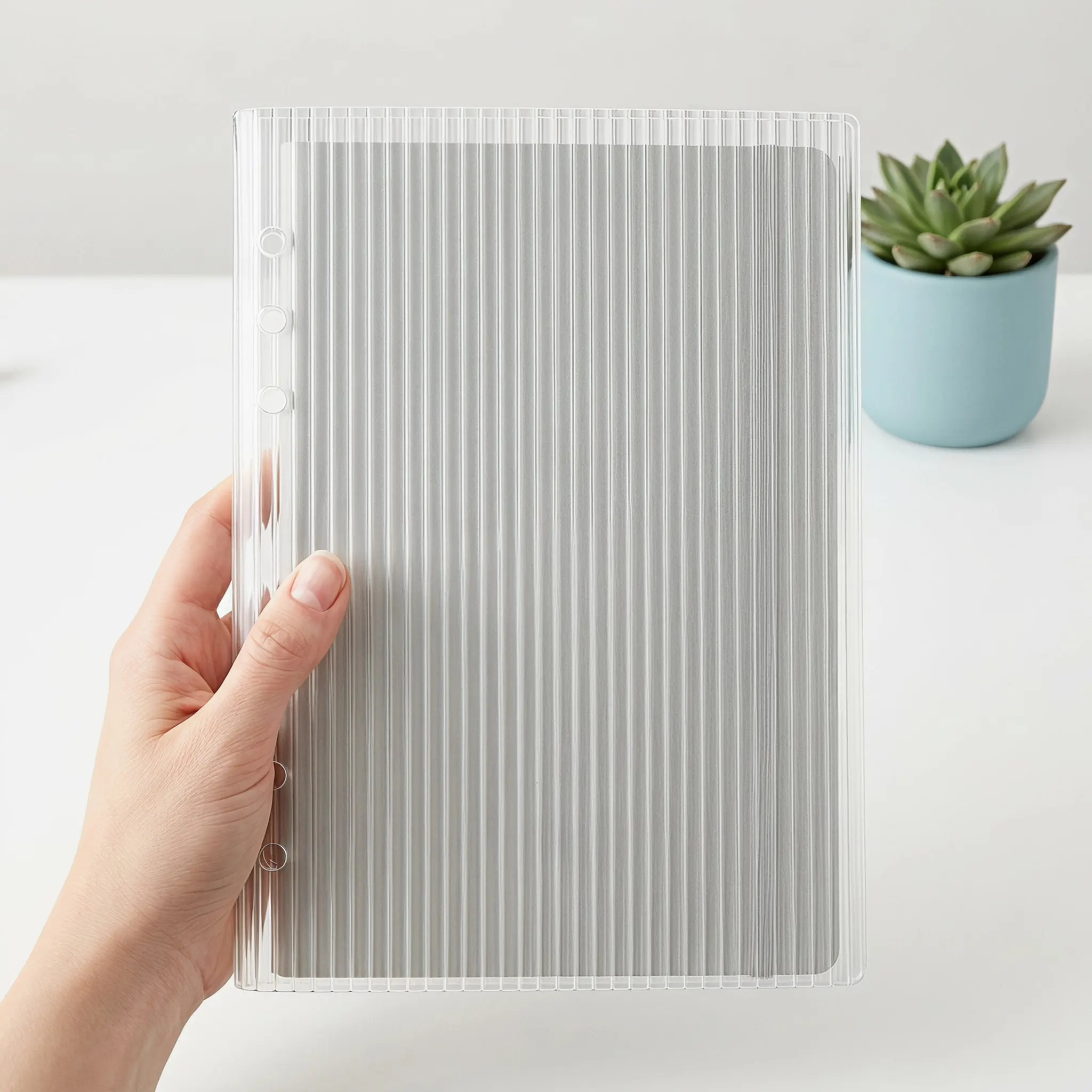 Acrylic Journal Cover Notebook 6-ring Binder Hole Case A5 Notepad Jacket Sleeve Diary