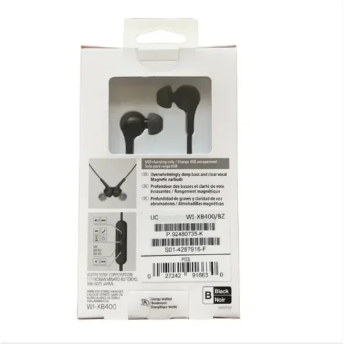 Imagen 2 del producto Auriculares intrauditivos inalámbricos con graves extra, WI-XB400, con micrófono para llamadas telefónicas Sony