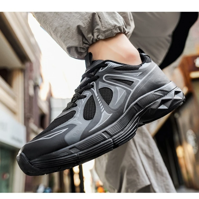 

Professional Men's High-quality Spliced Mesh Breathable Thick-soled Height-increasing Lace-up Large-sized Outdoor Running Shoes