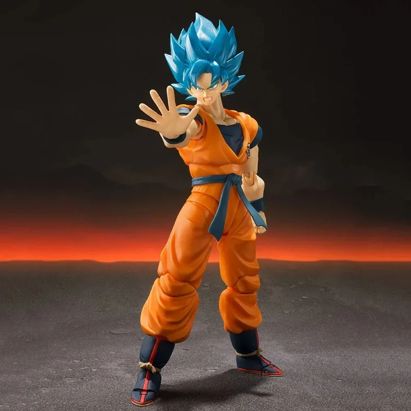 Original Bandai S.H.Figuarts Dragon Ball Z Son GOKU Super Saiyan God Blue Hair Action Figure PVC Collectible Model Dolls Gift