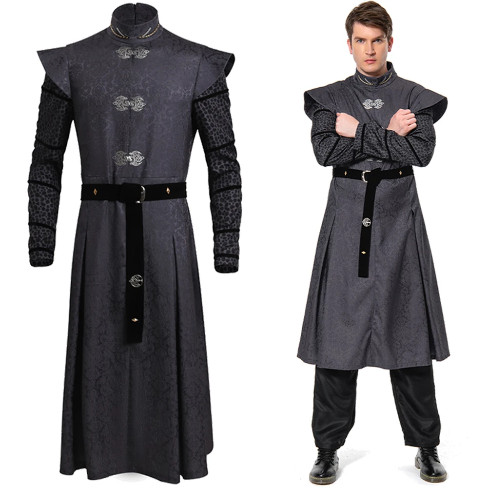 Príncipe e Daemon Fantasia Cosplay Masculina, TV Dragon Cosplay, Robe Clássico, Casaco, Casaco, Cinto, Roupa, Fato de Halloween, Casa