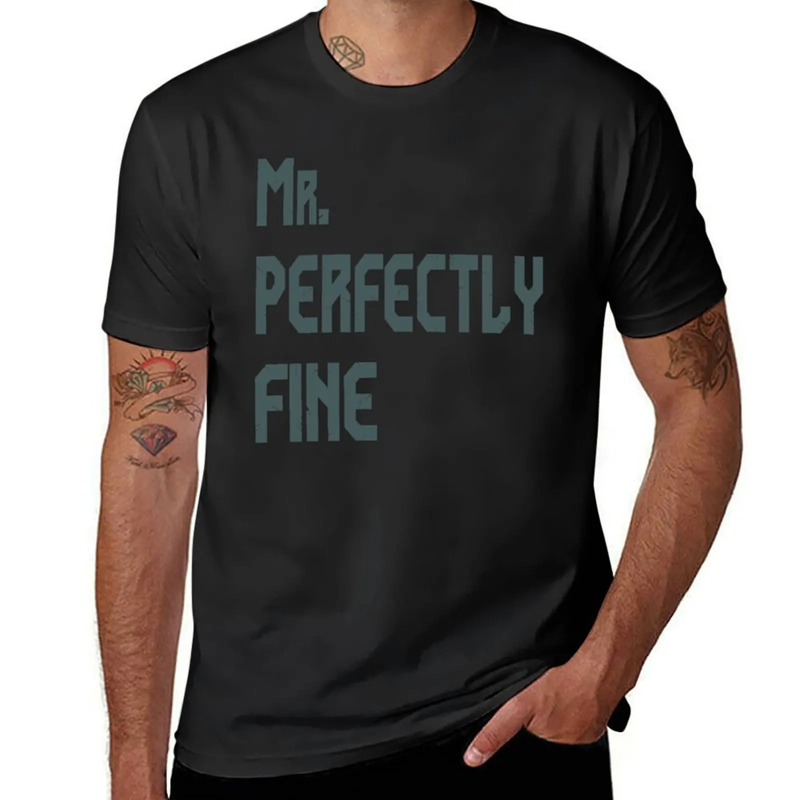 T-shirt uni Hello Mr. Perfectly Fine pour hommes, t-shirts Kawaii, vêtements