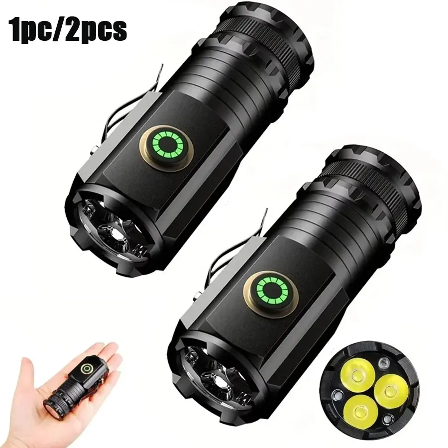 

Портативный мощный мини-светодиодный фонарик с зажимом для ручки, перезаряжаемый карманный аварийный фонарь, водонепроницаемый походный фонарик для кемпинга