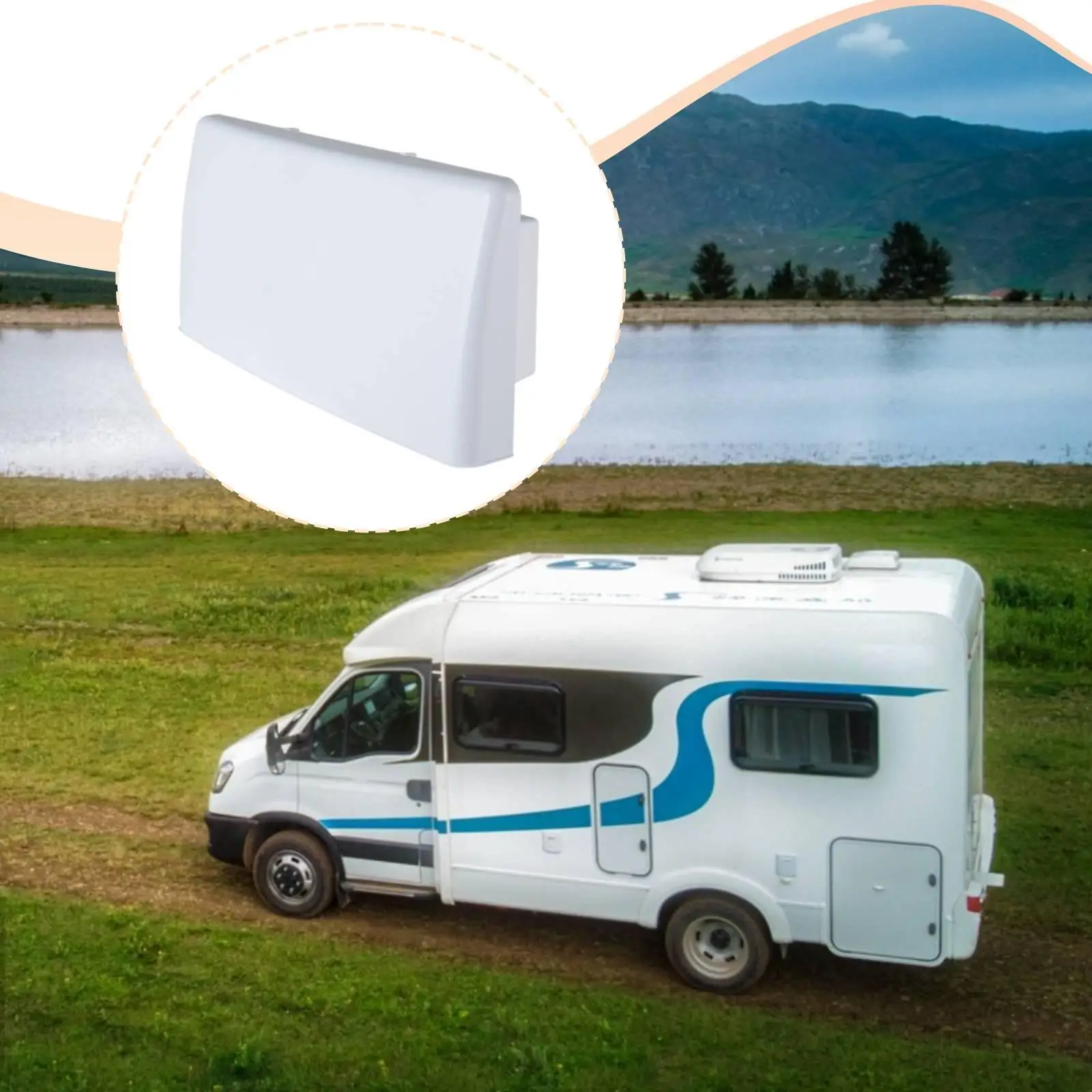 Rainproof RV Side Wall Vent Cover Aerodynamic Housing Weatherproof Louver Exhaust Vent for Camper Trailer