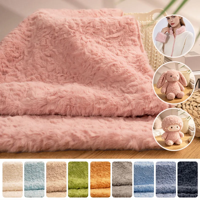 Encrypted Rabbit Fur Brushed Velvet Fabric Thickened Plush Rose Pattern Cloth For Clothes Fur Collar Cotton Doll Sewing Material