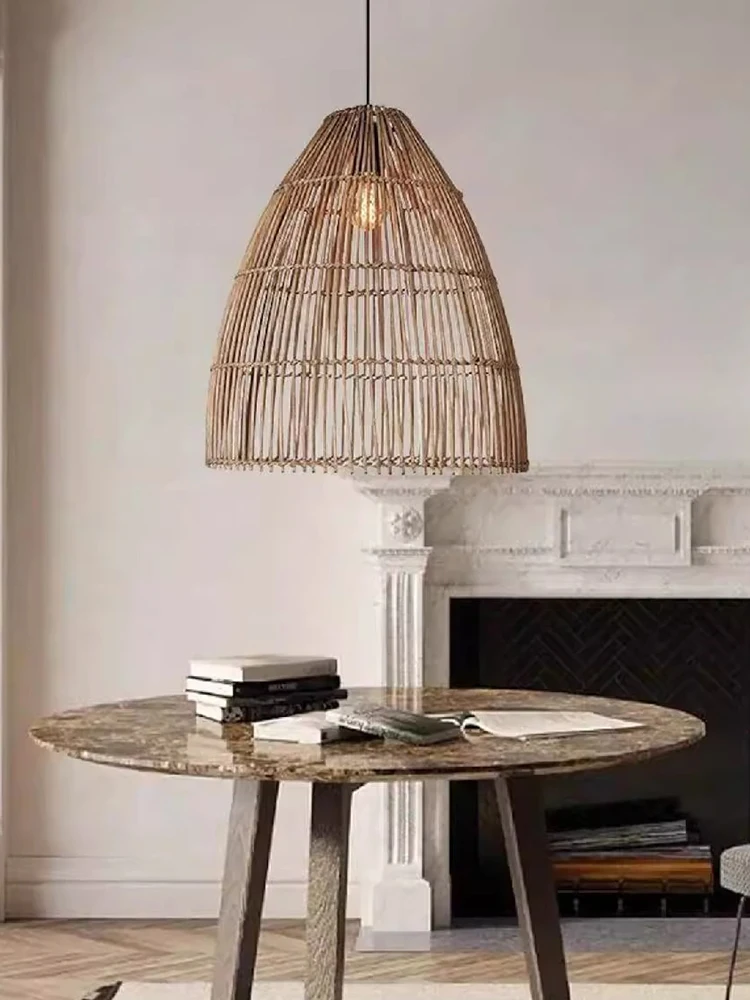 Candelabro de ratán creativo del sudeste asiático para dormitorio, lámpara artística tejida hecha a mano, estudio, mesita de noche, nuevas luces decorativas para comedor