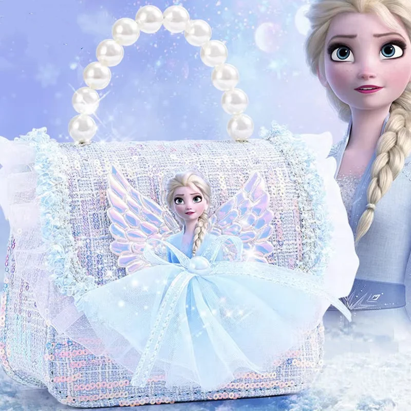 2024 New Disney Cartoon Handbag Princess Bag Frozen 2 Elsa Anna Shoulder Bag Girls Princess Sofia Baby Bag Kids Messenger Bag