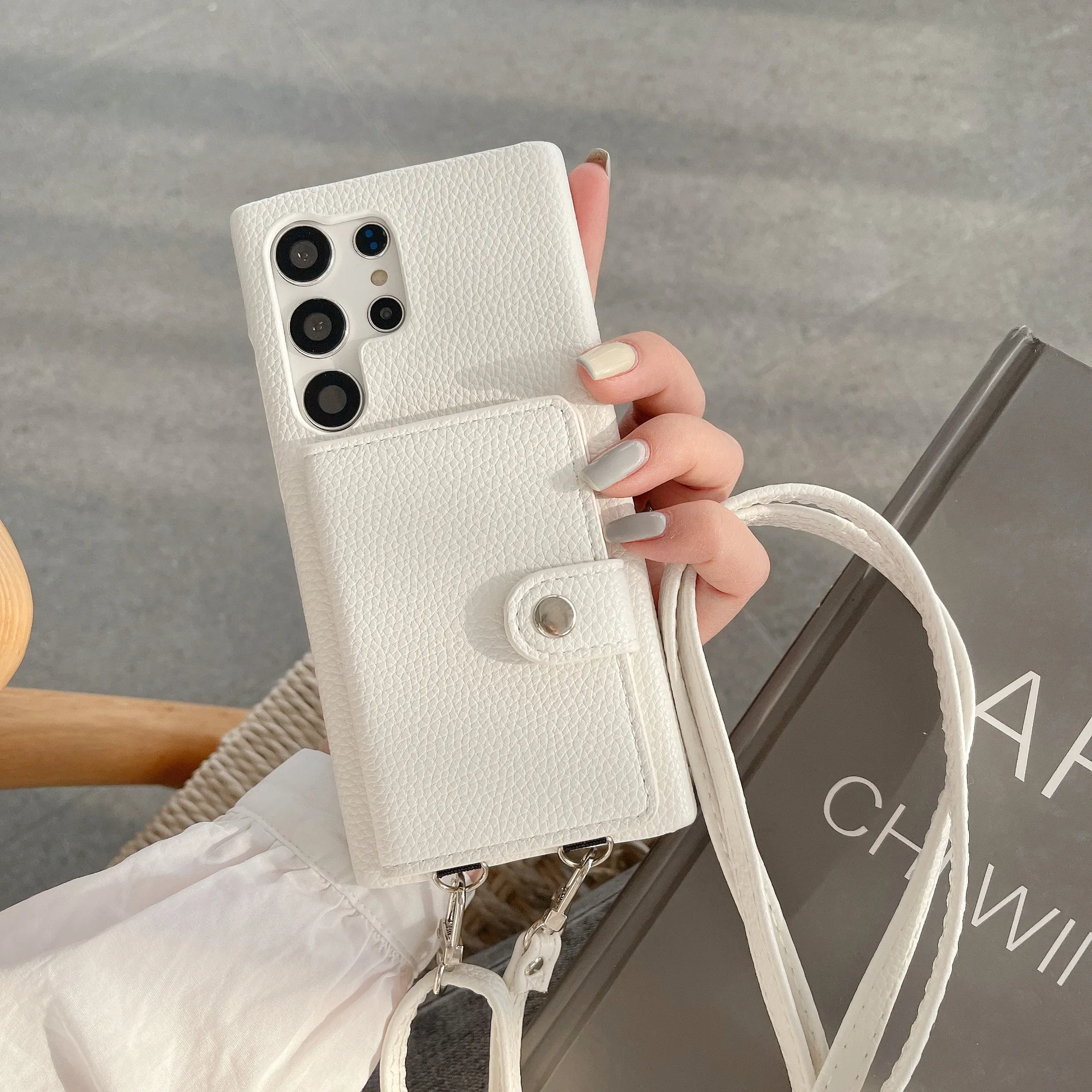 삼성 갤럭시 S23 S22 S24 울트라 S22 S23 플러스 전화 가방에 대한 럭셔리 크로스 바디 매는 밧줄 카드 홀더 지갑 가죽 케이스