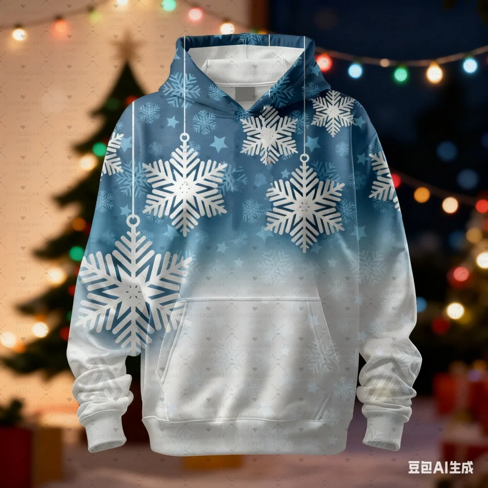 2025 女性、冬クリスマス白い雪の結晶パーカー女性フード付きアウトドアオールマッチパーカー女性女の子女性トップス女性服