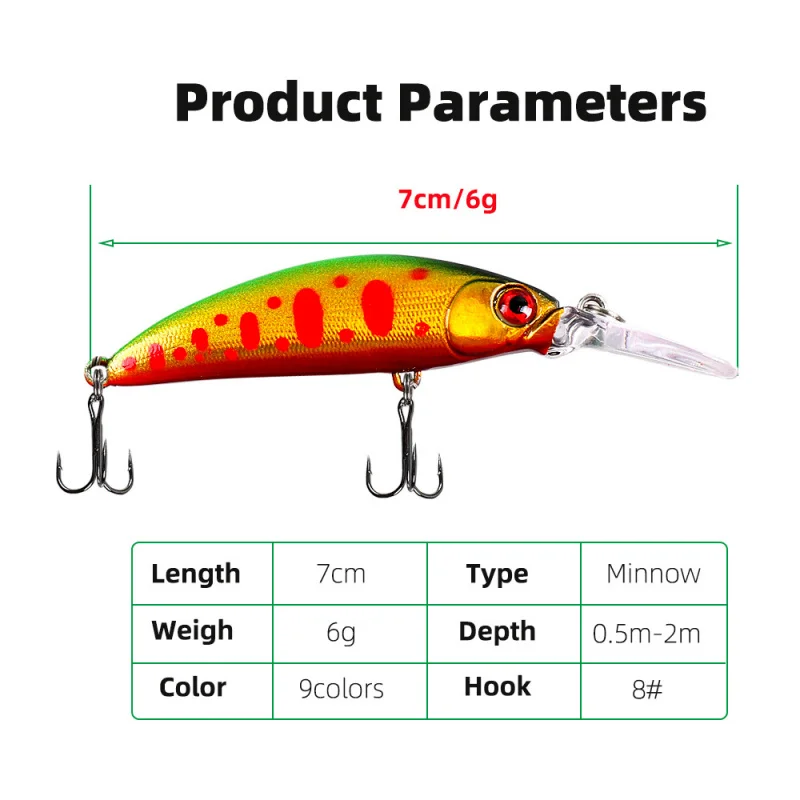 .Köder Köder Lange Zunge Bord Minnow Lure7cm/6gLong Casting Meer Angeln Süßwasser Angeln Bass Minnow sinkende Köder
