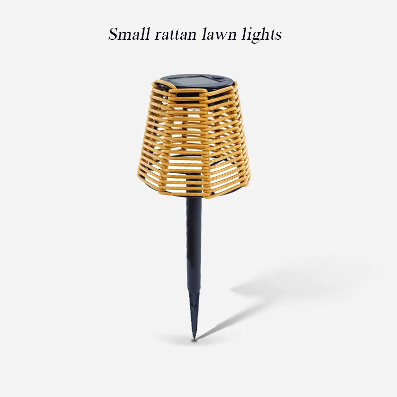 Lampu rotan luar ruangan, lampu rotan luar ruangan, lampu rumput tenaga surya tahan air, lampu tempa untuk dekorasi taman halaman