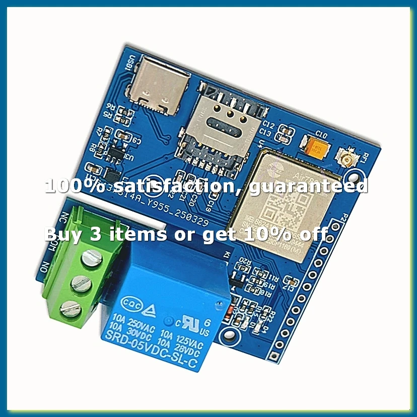 IoT 4G Single Relay Module Onboard AIR780E Module Support Type-C Power Supply-DT30