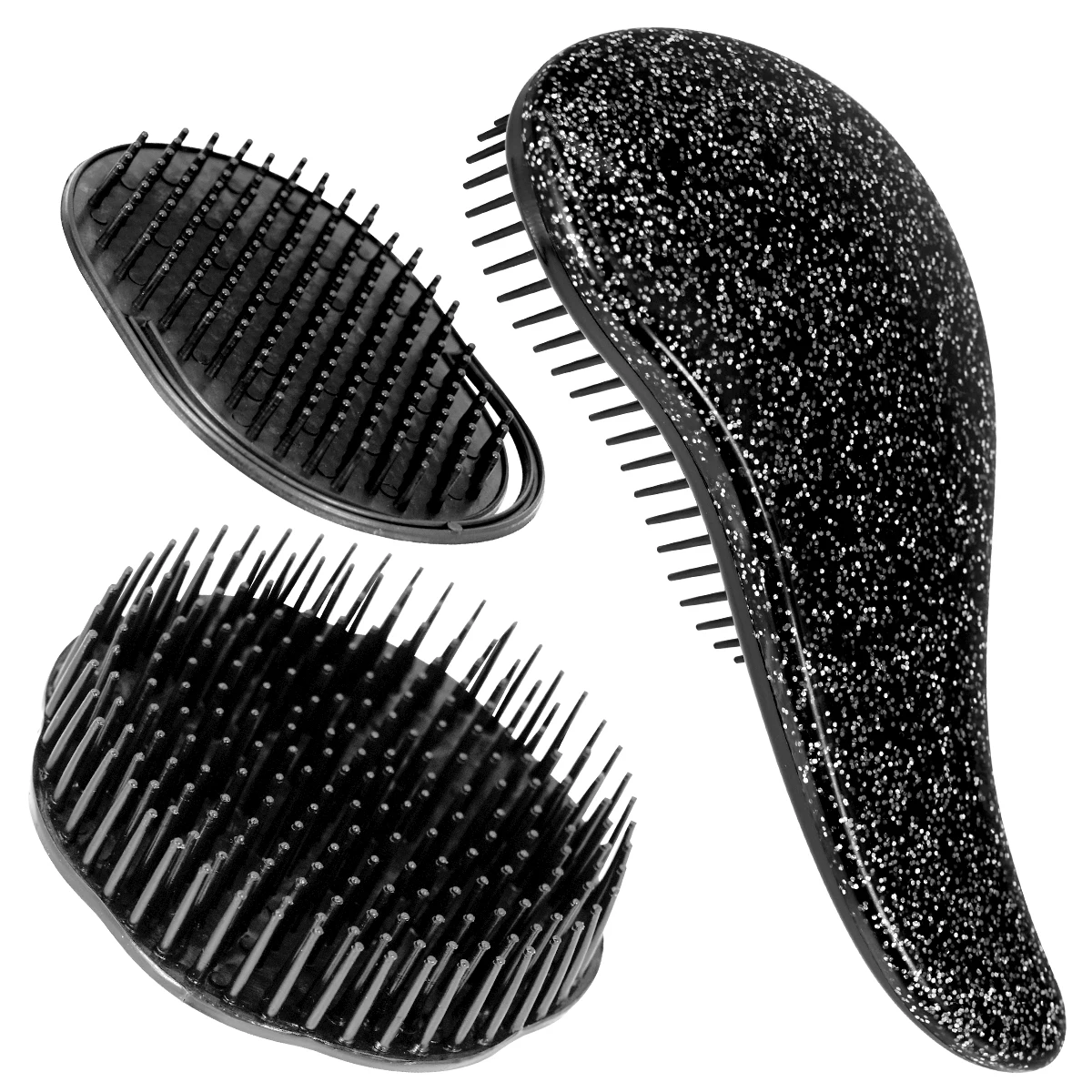 Glitter Black Comb – Unique Detangling Combs, Anti - Static, Ergonomic Grip – Salon & Home for Curly/Thick Hair – Styling Tools