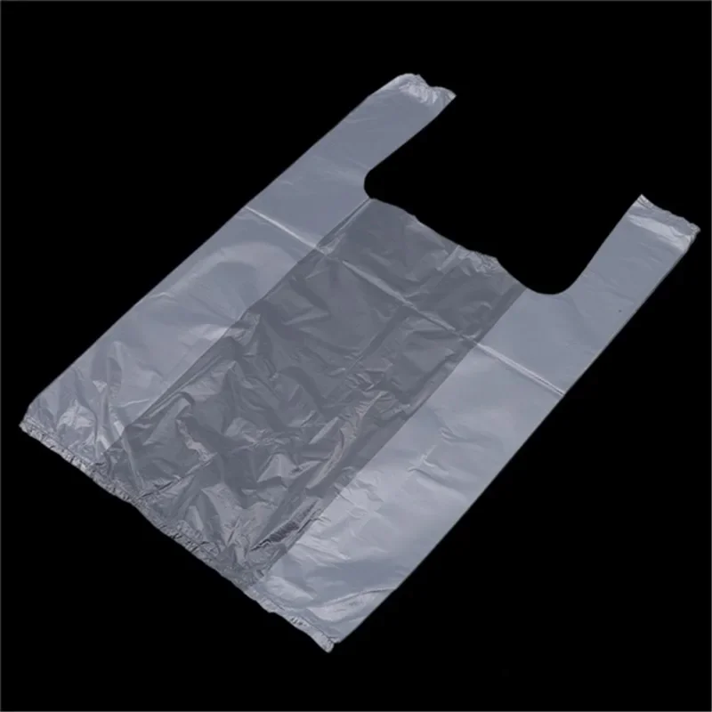 Kunststoff-Einkaufstasche, 100 Stück, transparente Einkaufstasche, Supermarkt-Plastiktüten mit Griff, Lebensmittelverpackung – Detail 17