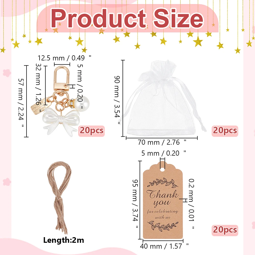 Pearl Keychain Party Favors Alloy Keyring Charm Accessories with Organza Bag Souvenir Present Guest Return Favors