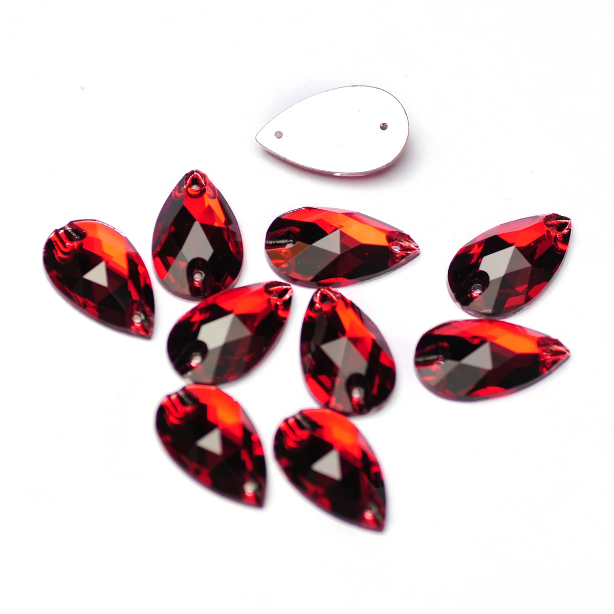 K9 Glass 3230 Teardrop Siam Sew on Stones Red Glass Crystal Sewing Rhinestone Drop Strass Decor for Clothes