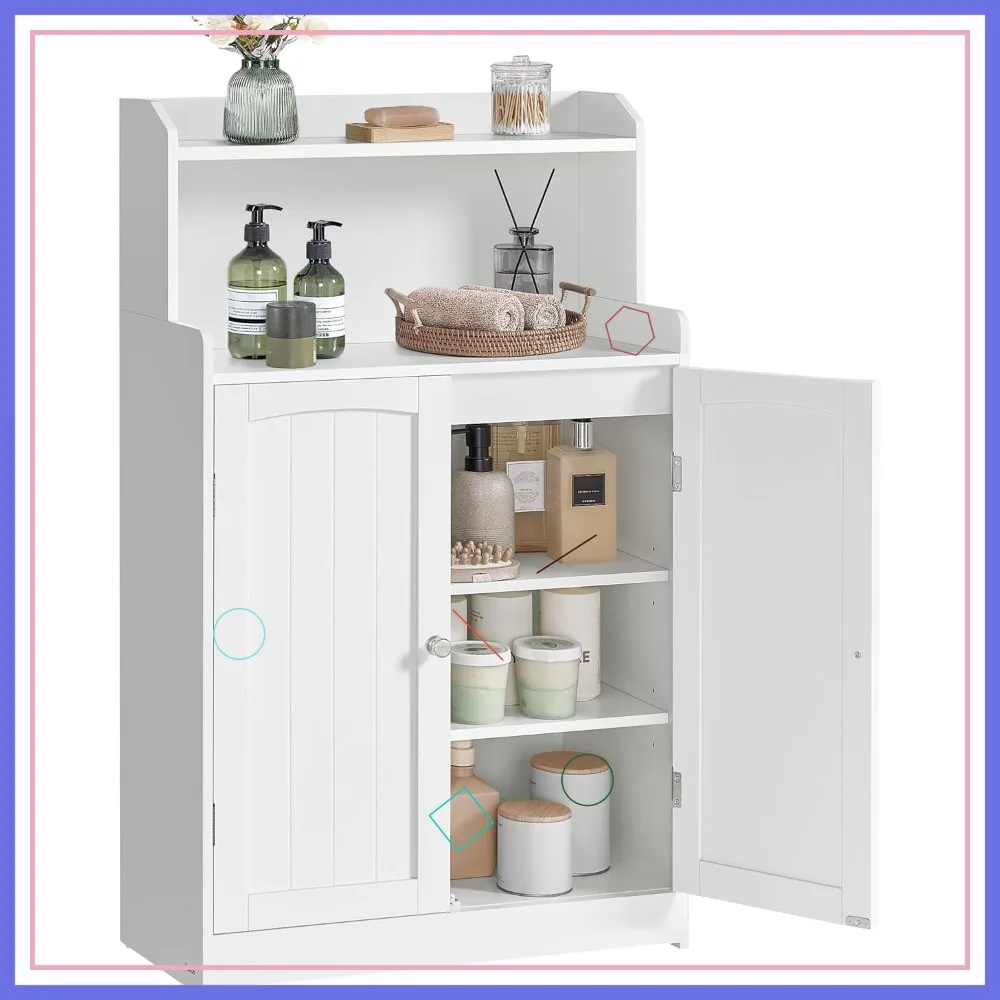 

39.4-Inch Tall Storage Cabinet with 2 Doors & Adjustable Shelves, Freestanding for Bathroom Kitchen Living Room, Cloud White