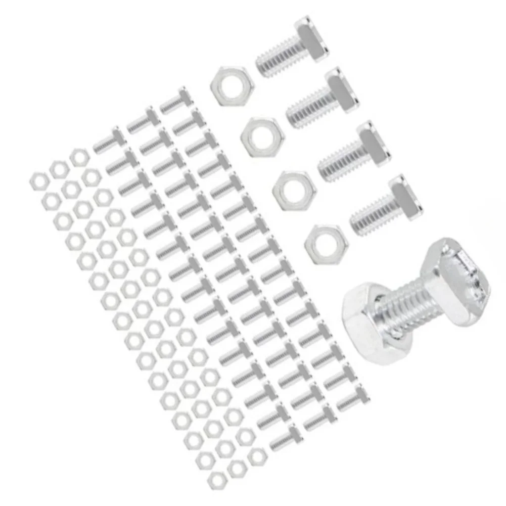 Greenhouse Fixing Kit 100 Pcs Aluminium Bolts with Square Heads and Corresponding Nuts for Stable Frame Connections