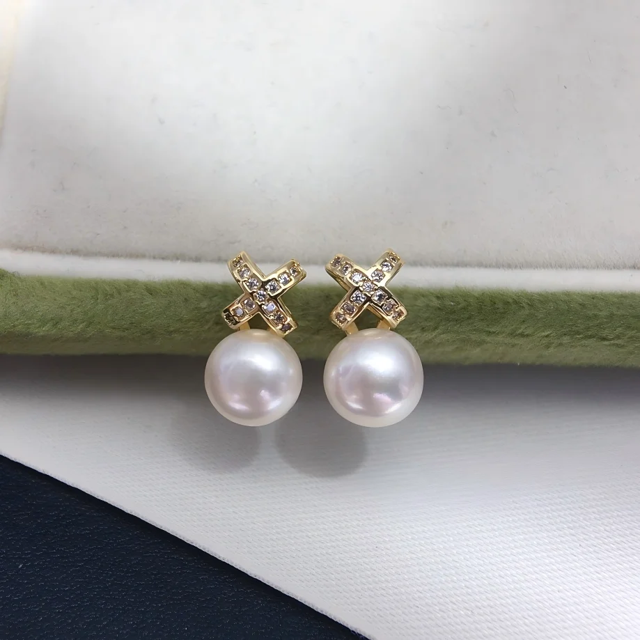 

Natural Freshwater Pearl Earrings With Simple Cross Hollow Design Minimalist Style And Personalized Earrings For Women ﻿