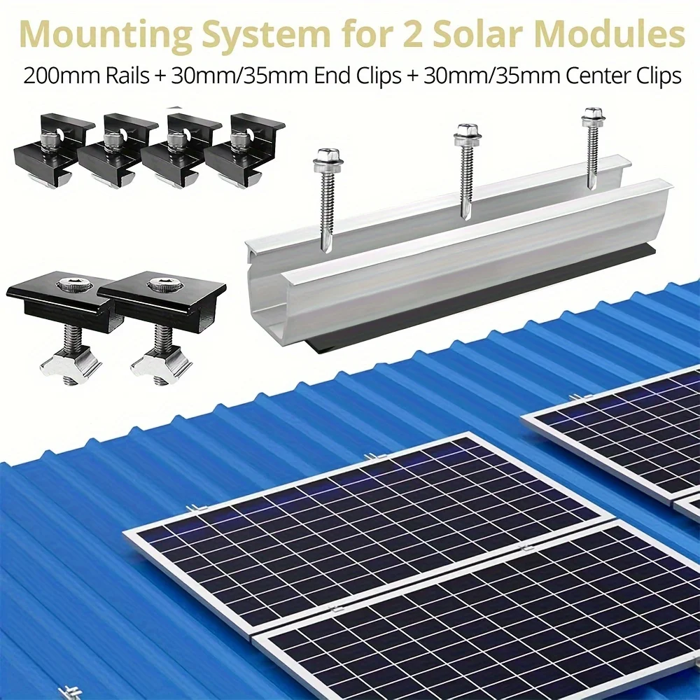 12Pcs/set Solar Photovoltaic Bracket Aluminum Alloy Clamp For Solar Module Solar Panel Racking Mounts Accessories image 6