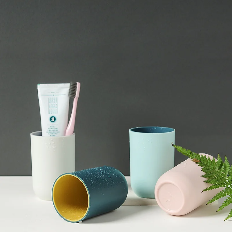 Bathroom Tumblers Good Morning Cup Round Toothbrush Toothpaste Holder Cup Travel Washing Cup Water Mug Bathroom Accessories