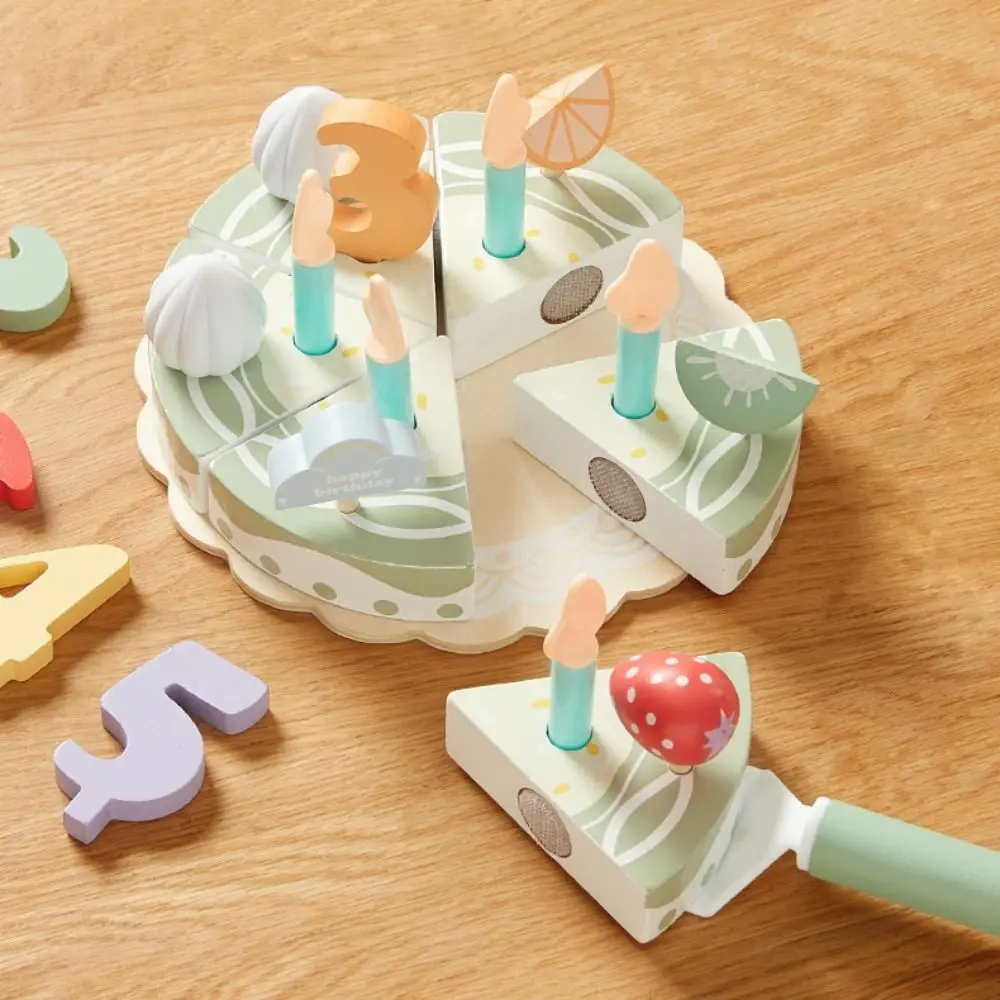 Modelo de bolo de madeira, simulação de comida montessori, festa, bolo, conjuntos de comida, cozinha interativa cognitiva, brinquedo de simulação