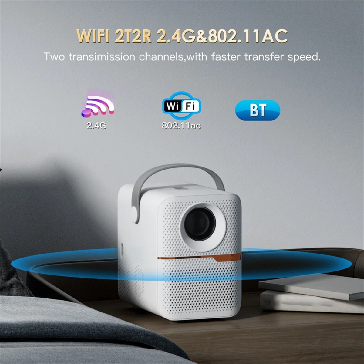 A93P P10 Smart 4K WiFi Portable 1080P Home Theater Video LED Bluetooth Mini Projector Android 10 Projector US PLUG(White)