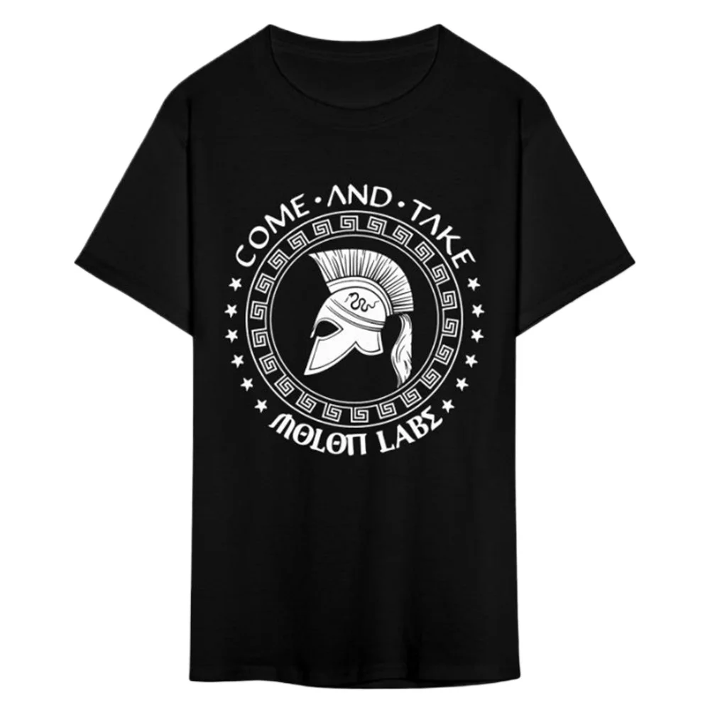 

Come and Take It Spartan Warrior Helmet Molon Labe T-Shirt 100% Cotton O-Neck Short Sleeve Summer Casual Mens T-shirt Size S-3XL