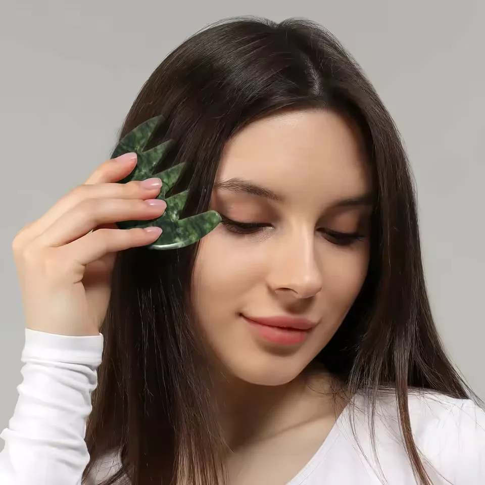 

Jade Comb Gua Sha Board Natural Jade Massager For SPA Acupuncture Body Scraping Gouache Scraper Facial Skin Beauty Tool