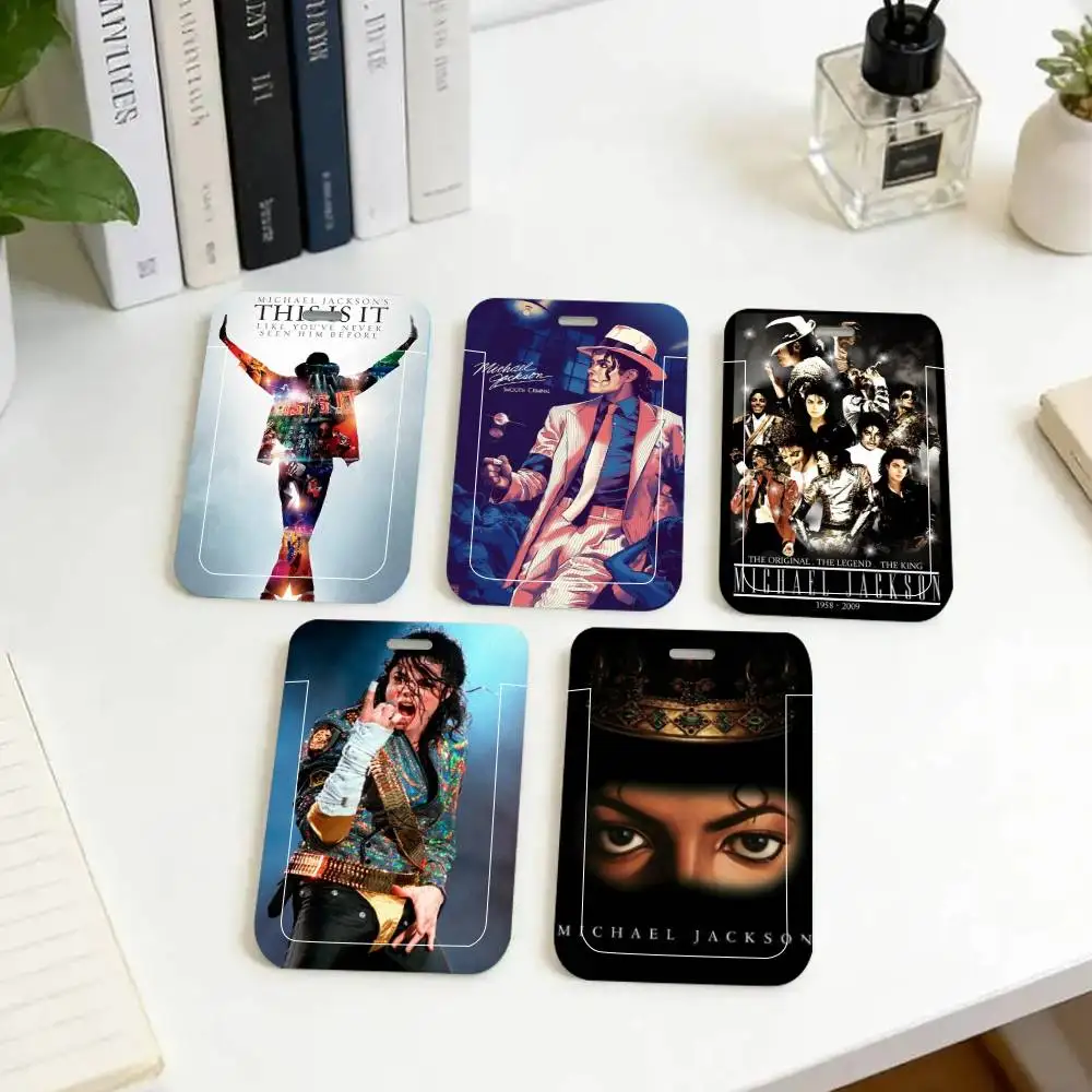 M-Michael Jackson  ID Card Holder Neck Strap Pendant Door Badge Holder Lanyards Keychain Work Credential Case Gift