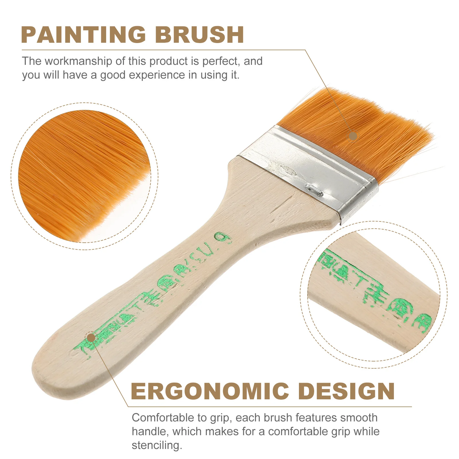 

6pcs Oil Paint Brushes Wooden Handle Wear-Resistant Art Painting Set For Home School Craft Projects Multi-Function Reusable