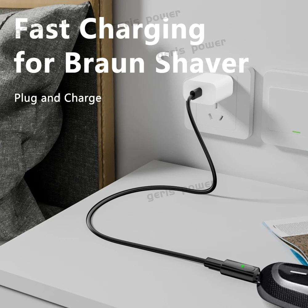 12 В, адаптер зарядного устройства для бритвы типа C, преобразователь зарядки для Braun Series 3 5 7 9 6 1 XT5, разъем питания USB C в постоянный ток